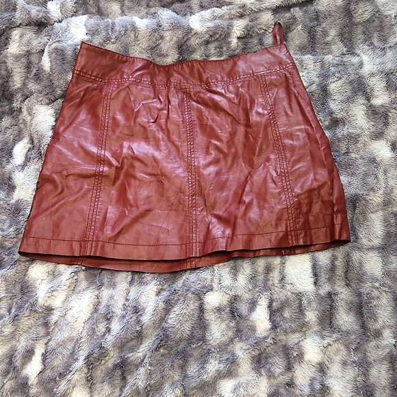 Freepeople Leather Red Mini Skirt - Picture 1 of 4